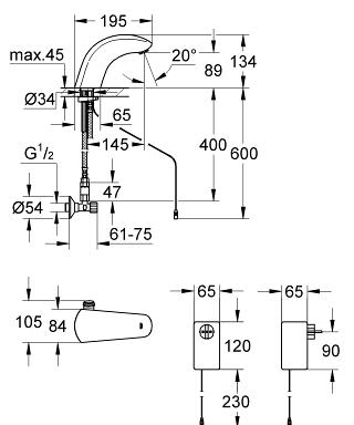 GROHE Radarová elektronika Pulsomat Surf pro umyvadlo, 1/2″ s baterií #36140000 - chrom