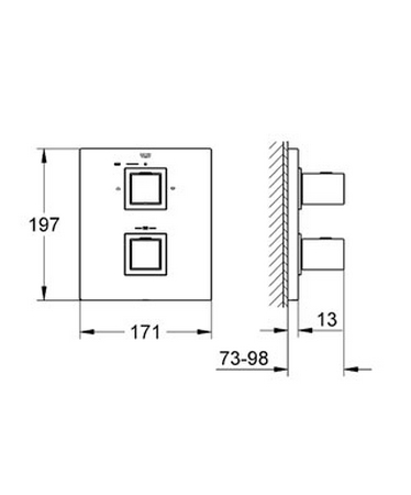 GROHE Grohtherm Cube Termostat s integrovaným přepínačem vana / sprcha s dalším výstupem Chrom #19958000