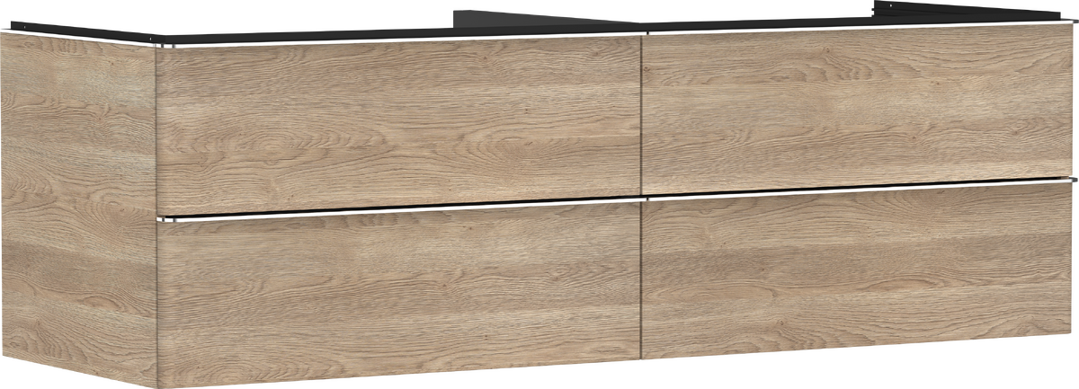 HANSGROHE Xelu Q Skříňka pod umyvadlo přírodní dub 1560/550 se 4 zásuvkami pro desku s výřezem uprostřed #54092000 - přírodní dub