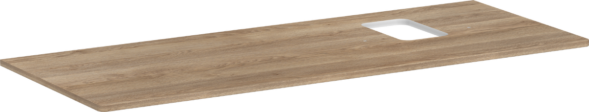 HANSGROHE Xelu Q Deska 1360/550 s výřezem vpravo pro umyvadlo na desku, s otvorem pro baterii #54124230 - přírodní dub