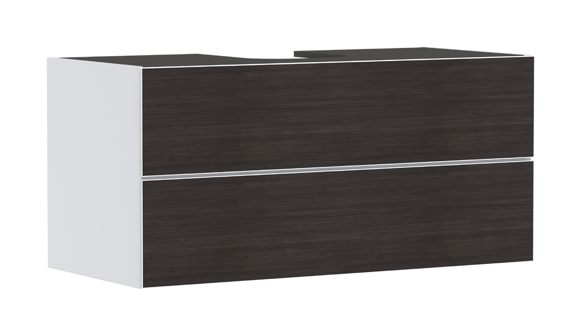 HANSGROHE Xevolos E Skříňka pod umyvadlo matná bílá 1180/550 se 2 zásuvkami pro desku s výřezem uprostřed #54193730 - matná bílá