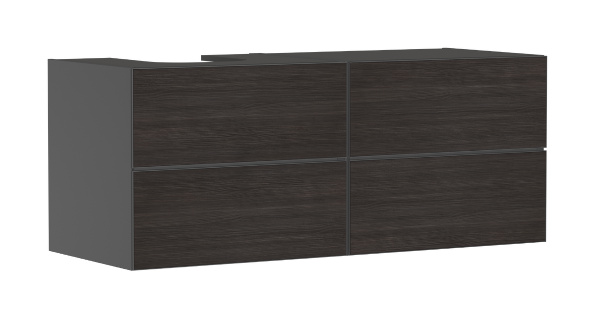 HANSGROHE Xevolos E Skříňka pod umyvadlo břidlicová matná šedá 1370/550 se 4 zásuvkami pro desku s výřezem vlevo #54238730 - břidlicová matná šedá
