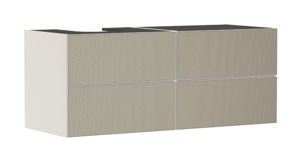 HANSGROHE Xevolos E Skříňka pod umyvadlo písková matná béžová 1370/550 se 4 zásuvkami pro desku s výřezem vlevo #54237390 - písková matná béžová
