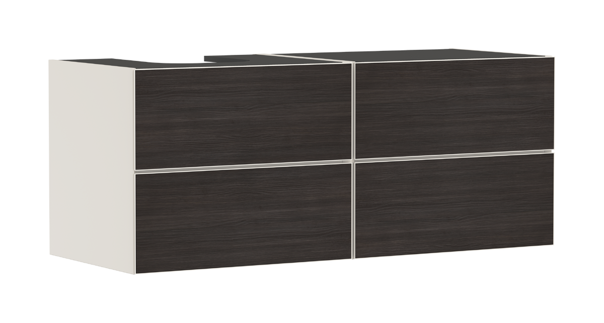 HANSGROHE Xevolos E Skříňka pod umyvadlo písková matná béžová 1370/550 se 4 zásuvkami pro desku s výřezem vlevo #54237730 - písková matná béžová