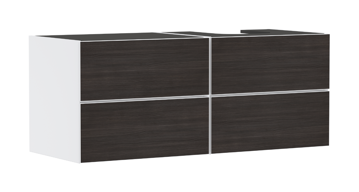 HANSGROHE Xevolos E Skříňka pod umyvadlo matná bílá 1370/550 se 4 zásuvkami pro desku s výřezem vpravo #54239730 - matná bílá