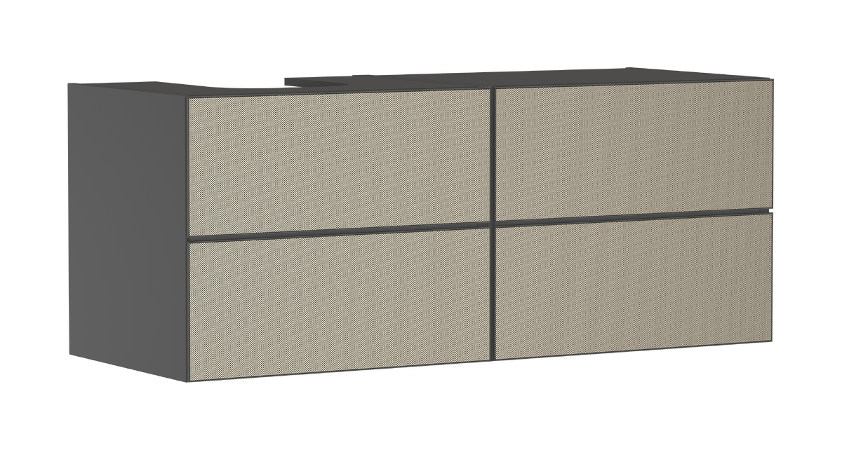 HANSGROHE Xevolos E Skříňka pod umyvadlo břidlicová matná šedá 1370/550 se 4 zásuvkami pro desku s výřezem vlevo #54238390 - břidlicová matná šedá
