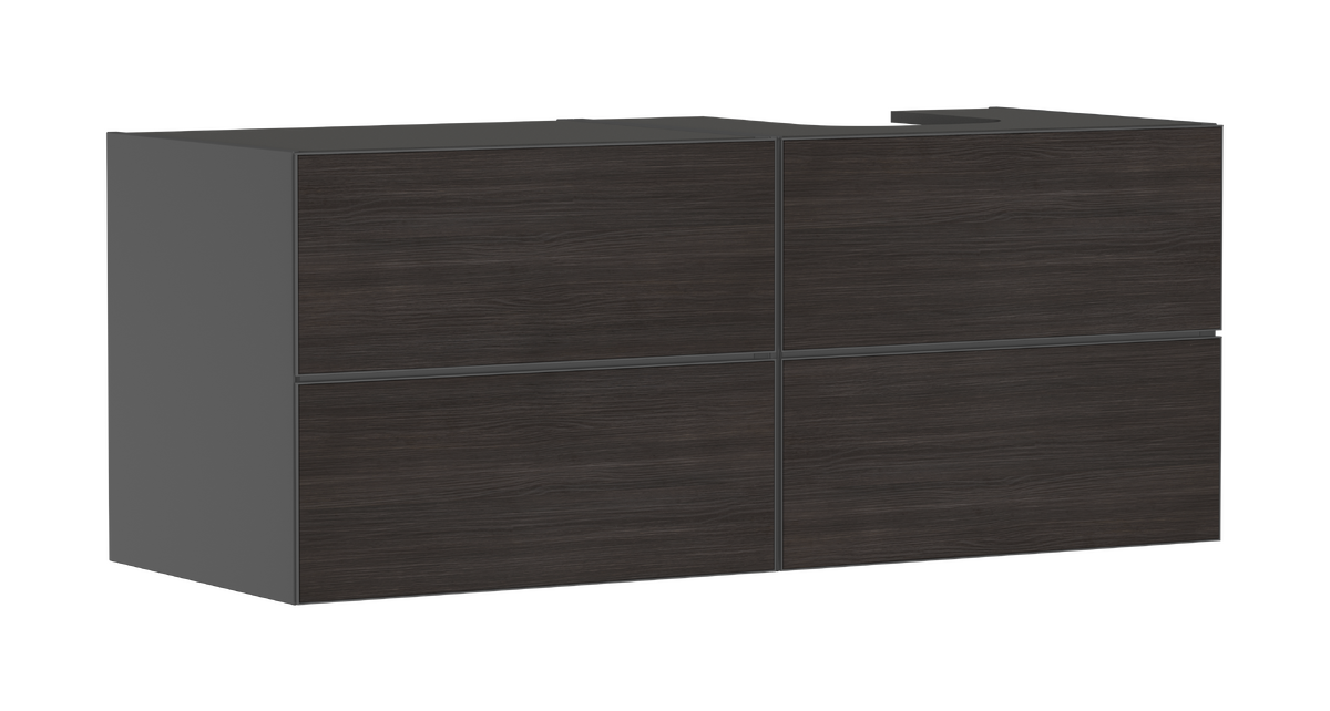 HANSGROHE Xevolos E Skříňka pod umyvadlo břidlicová matná šedá 1370/550 se 4 zásuvkami pro desku s výřezem vpravo #54241730 - břidlicová matná šedá