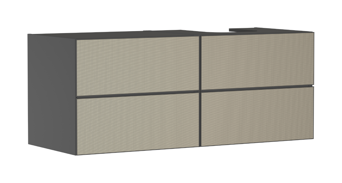 HANSGROHE Xevolos E Skříňka pod umyvadlo břidlicová matná šedá 1370/550 se 4 zásuvkami pro desku s výřezem vpravo #54241390 - břidlicová matná šedá