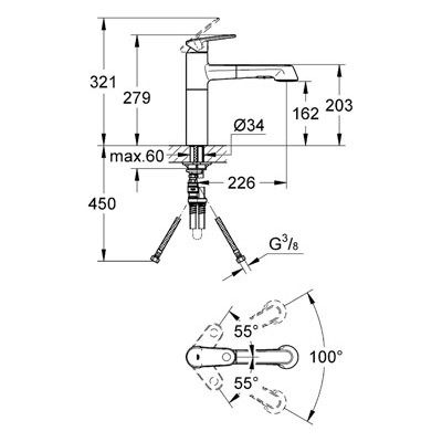 GROHE Europlus Páková dřezová baterie Chrom #33933002