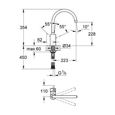 GROHE Eurosmart Cosmopolitan Páková dřezová baterie Chrom #32843000