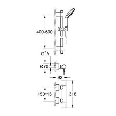 GROHE Grohtherm 3000 Cosmopolitan Termostatická sprchová baterie, DN 15 Chrom #34275000