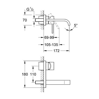 GROHE Allure Umyvadlová dvouotvorová baterie, velikost S Chrom #19309000