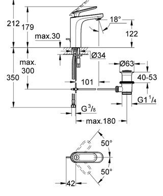 GROHE Veris Páková umyvadlová baterie DN 15, velikost M Chrom #23064000