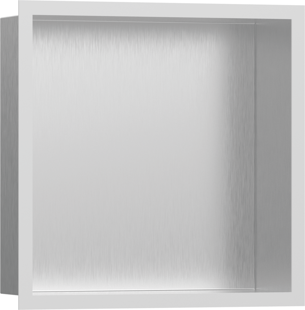 HANSGROHE XtraStoris Individual Stěnový výklenek kartáčovaná nerezová ocel, s designovým rámem 300/300/100 #56097700 - kartáčovaná nerezová ocel