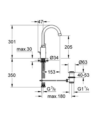 GROHE Feel Páková umyvadlová baterie DN15, Velikost L Chrom #32723000