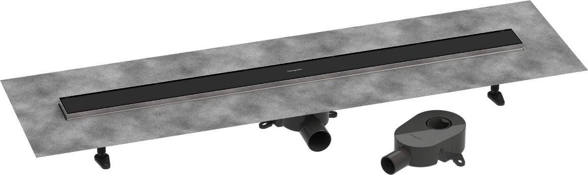 HANSGROHE RainDrain Go Úplná sada sprchového žlabu 1000, dlažba zezadu krytu, pro standardní/plochou instalaci #56275670 - matná černá
