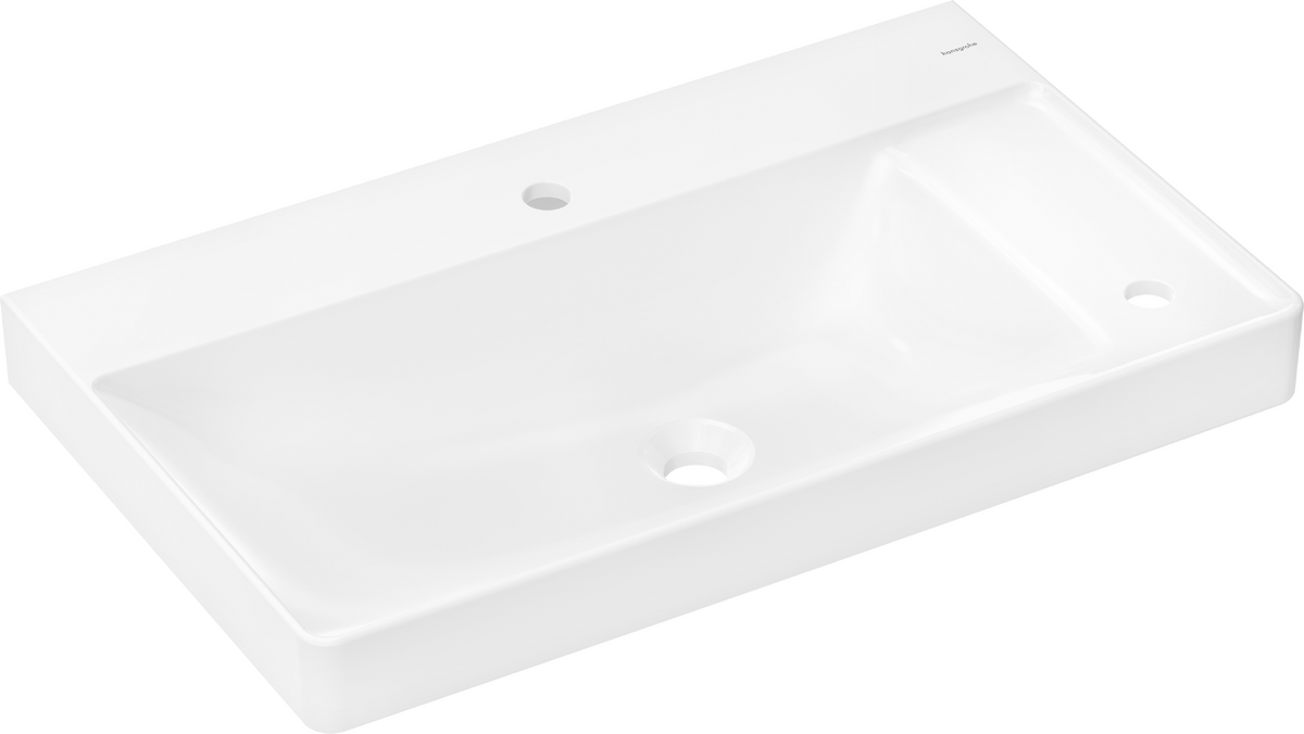 HANSGROHE Xelu Q Umyvadlo s poličkou vpravo 800/480 se 2 otvory pro baterii a bez přepadu #60319450 - bílá