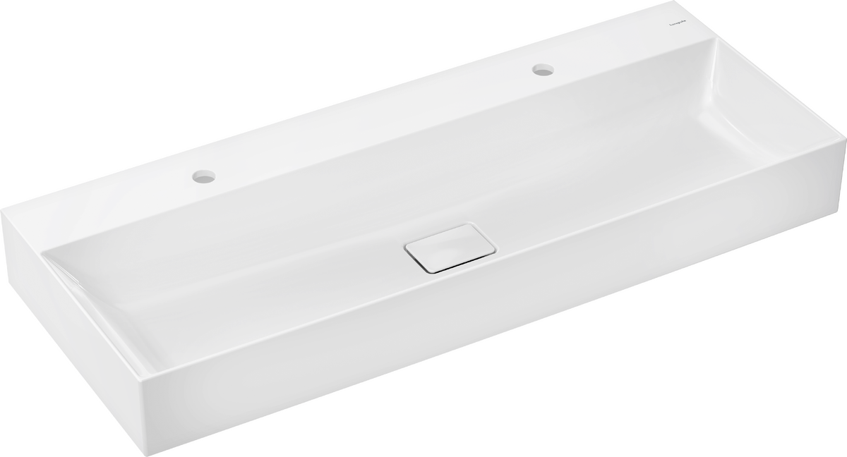 HANSGROHE Xevolos E Umyvadlo 1200/480 se 2 otvory pro baterii bez přepadu, SmartClean #61104450 - bílá