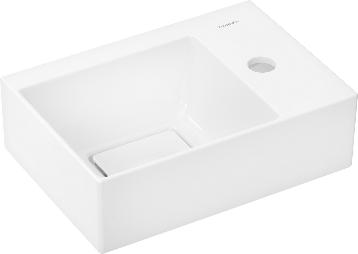 HANSGROHE Xevolos E Umývátko 360/250 s otvorem pro baterii vpravo, bez přepadu, SmartClean #61086450 - bílá