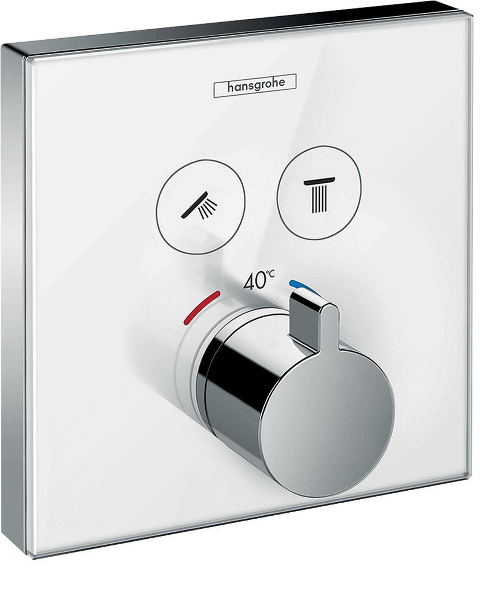 HANSGROHE Skleněný termostat ShowerSelect pro 2 spotřebiče pod omítku #15738400