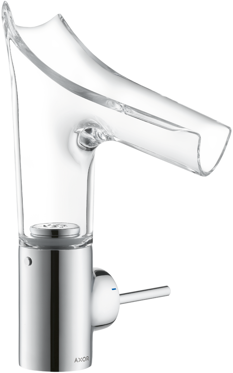 HANSGROHE AXOR Starck V Páková umyvadlová baterie 140 se skleněným výtokem a odtokovou soupravou #12112000 - chrom