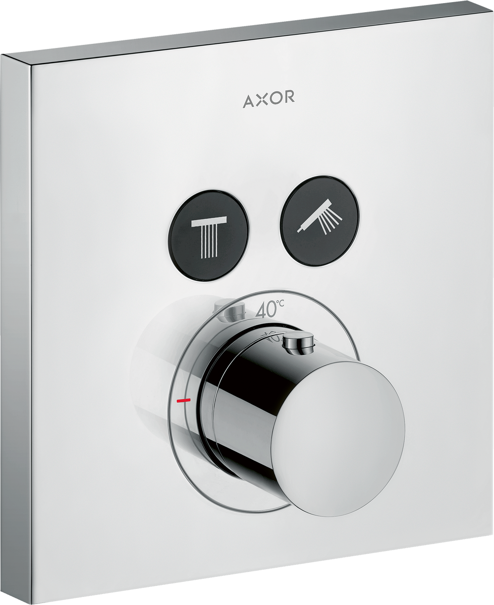 HANSGROHE AXOR ShowerSolutions Termostat s podomítkovou instalací, hranatá verze, pro 2 spotřebiče #36715000 - chrom