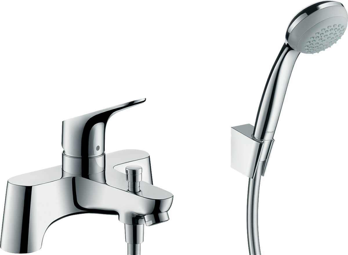 HANSGROHE Focus 2-otvorová vanová okrajová baterie s přepínacím ventilem a ruční sprchou Crometta 85 1jet #31521000