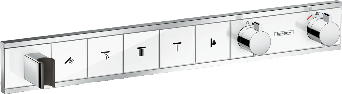 HANSGROHE RainSelect Termostat pod omítku pro 5 spotřebičů se zabudovaným sprchovým držákem #15358400 - bílá/chrom