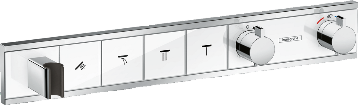 HANSGROHE RainSelect Termostat pod omítku pro 4 spotřebiče se zabudovaným sprchovým držákem #15357400 - bílá/chrom