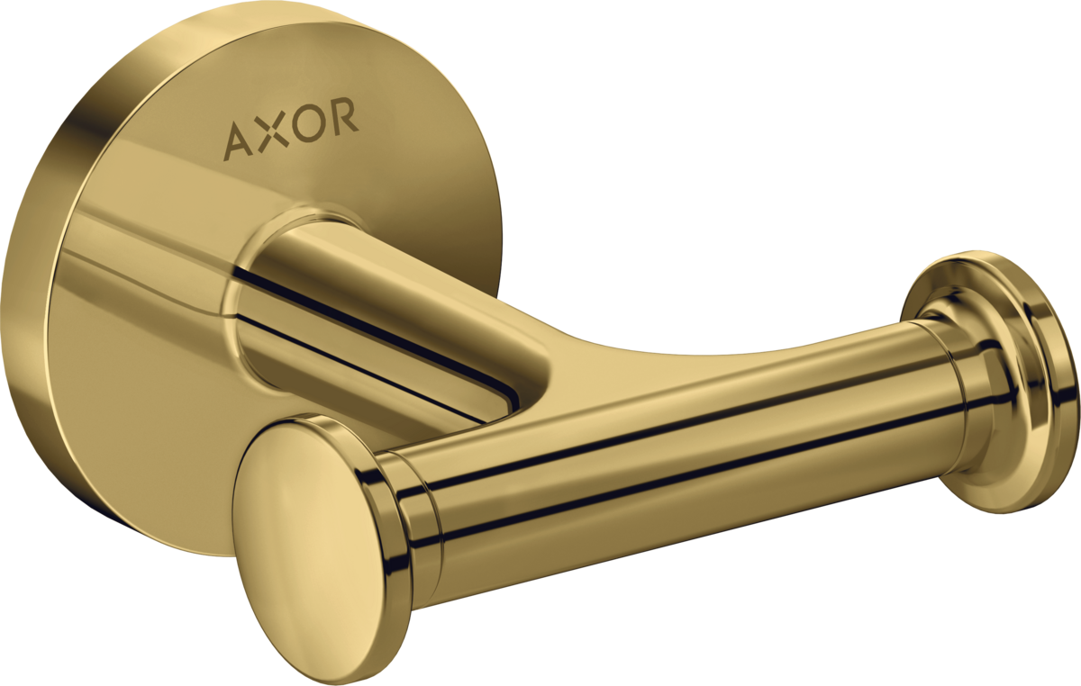 HANSGROHE AXOR Univerzální kruhový dvojitý háček na ručníky #42812990 - Polished Gold Optic
