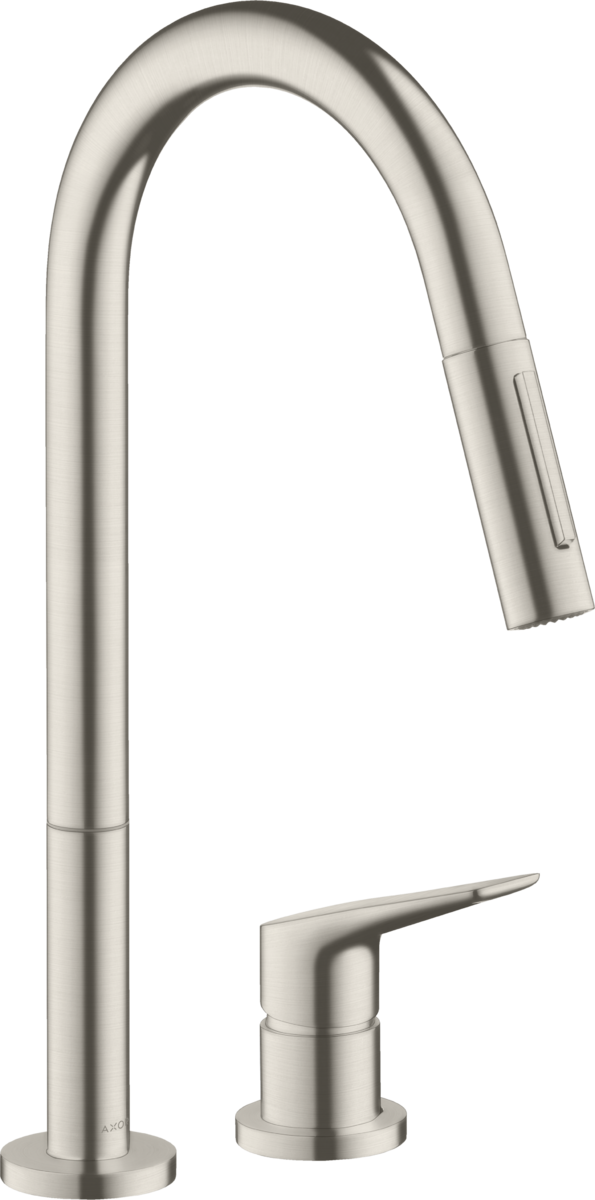 HANSGROHE AXOR Citterio M 2otvorová kuchyňská páková baterie 220 s vytahovací sprškou #34822800 - nerezová ocel