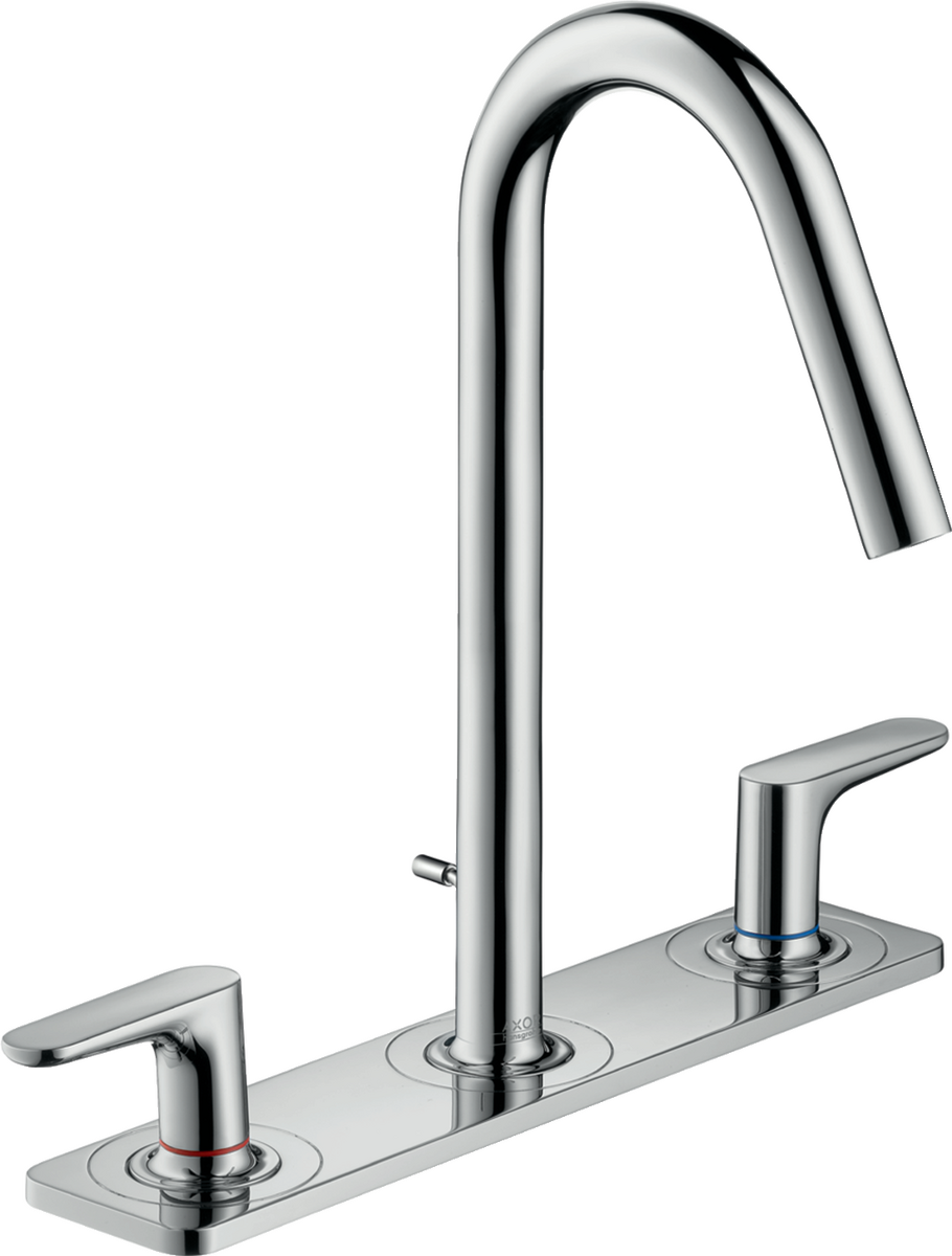 HANSGROHE AXOR Citterio M tříotvorová umyvadlová baterie 160 s výsuvným odpadem, pákovými rukojeťmi a deskou #34134000