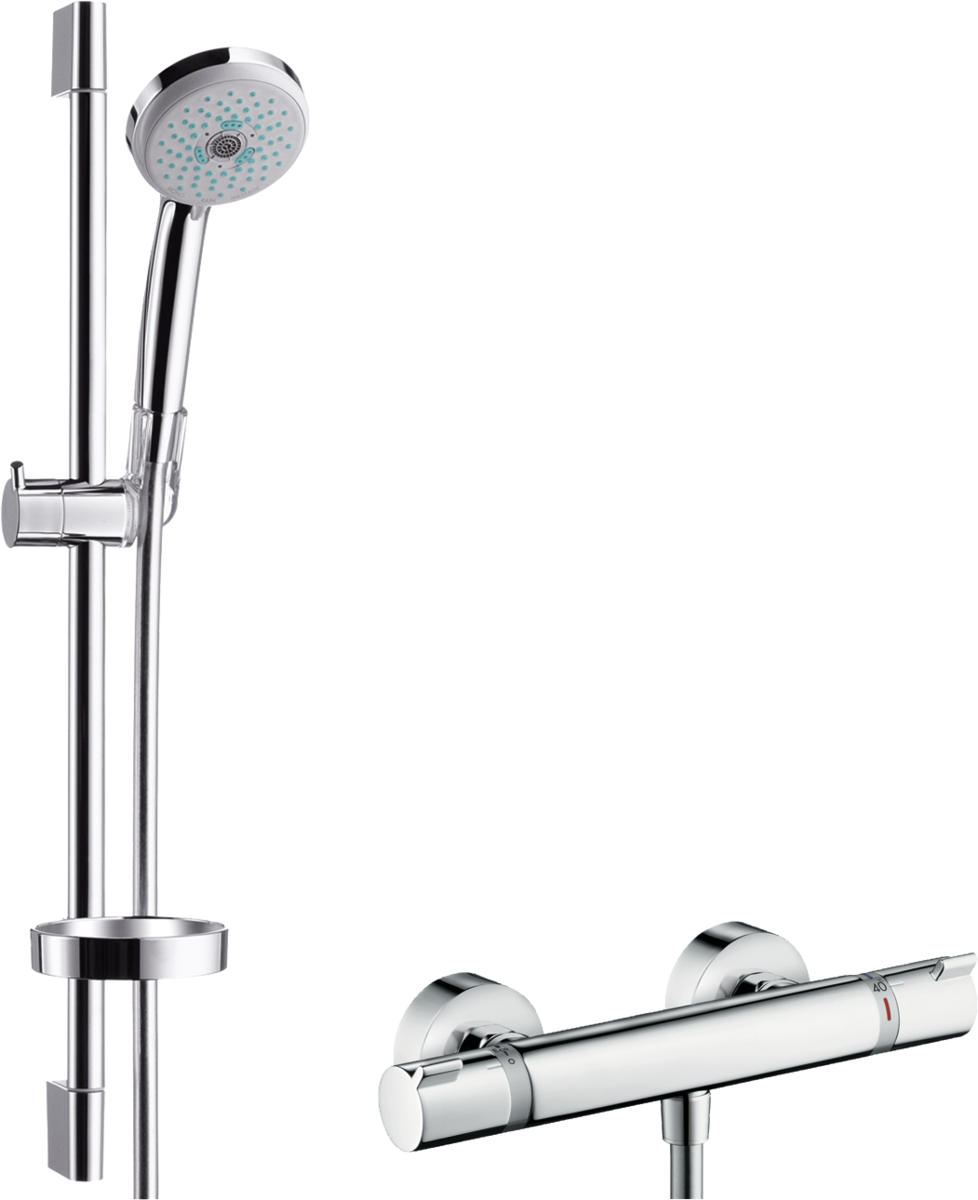 HANSGROHE Povrchový sprchový systém Croma 100 Multi s termostatem Ecostat Comfort a sprchovou tyčí 65 cm #27086000