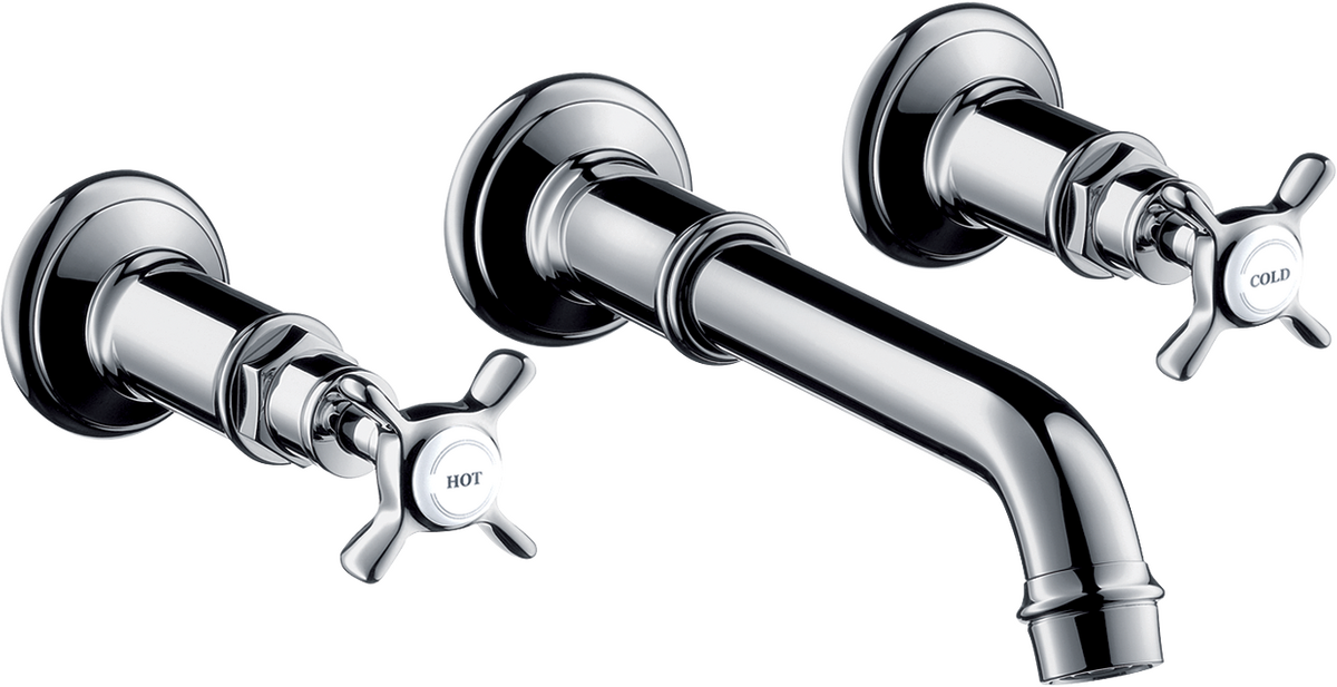 HANSGROHE AXOR Montreux 3otvorová umyvadlová baterie pod omítku, montáž na stěnu, s výtokem 165 - 225 mm a rukojeťmi ve tvaru kříže #16532000 - chrom