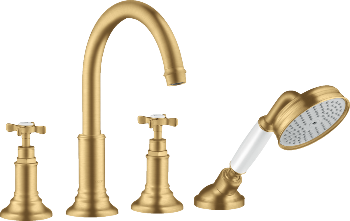 HANSGROHE AXOR Montreux 4-otvorová baterie s křížovými rukojeťmi #16544250 - Brushed Gold Optic