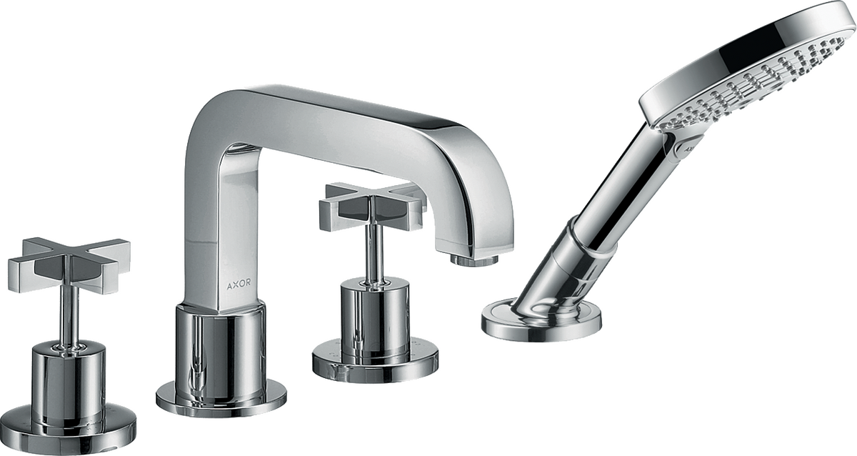 HANSGROHE AXOR Citterio 4otvorová baterie na okraj vany s rukojeťmi ve tvaru kříže a rozetami #39445000 - chrom
