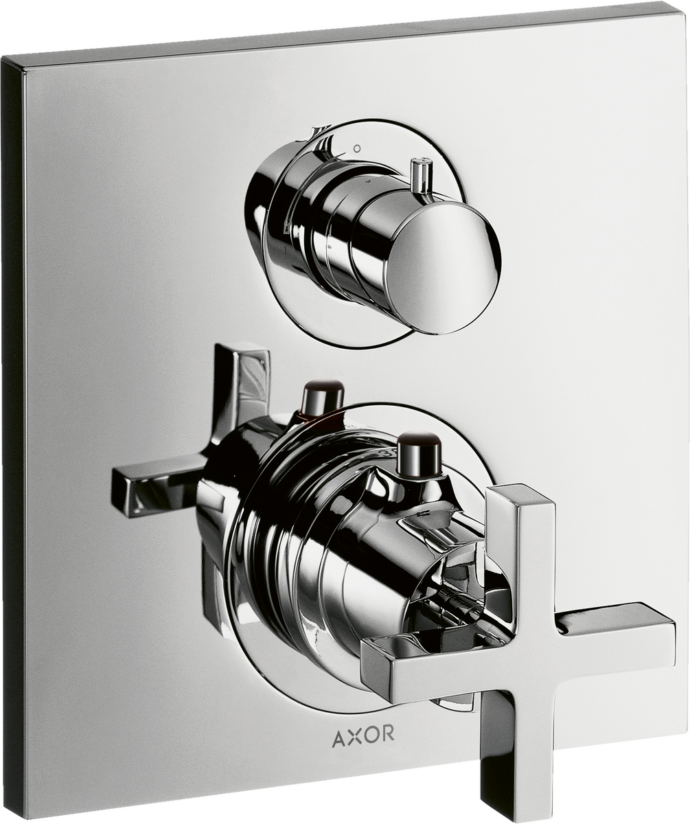 HANSGROHE AXOR Citterio Termostat s podomítkovou instalací s uzavíracím a přepínacím ventilem a s rukojetí ve tvaru kříže #39725000 - chrom