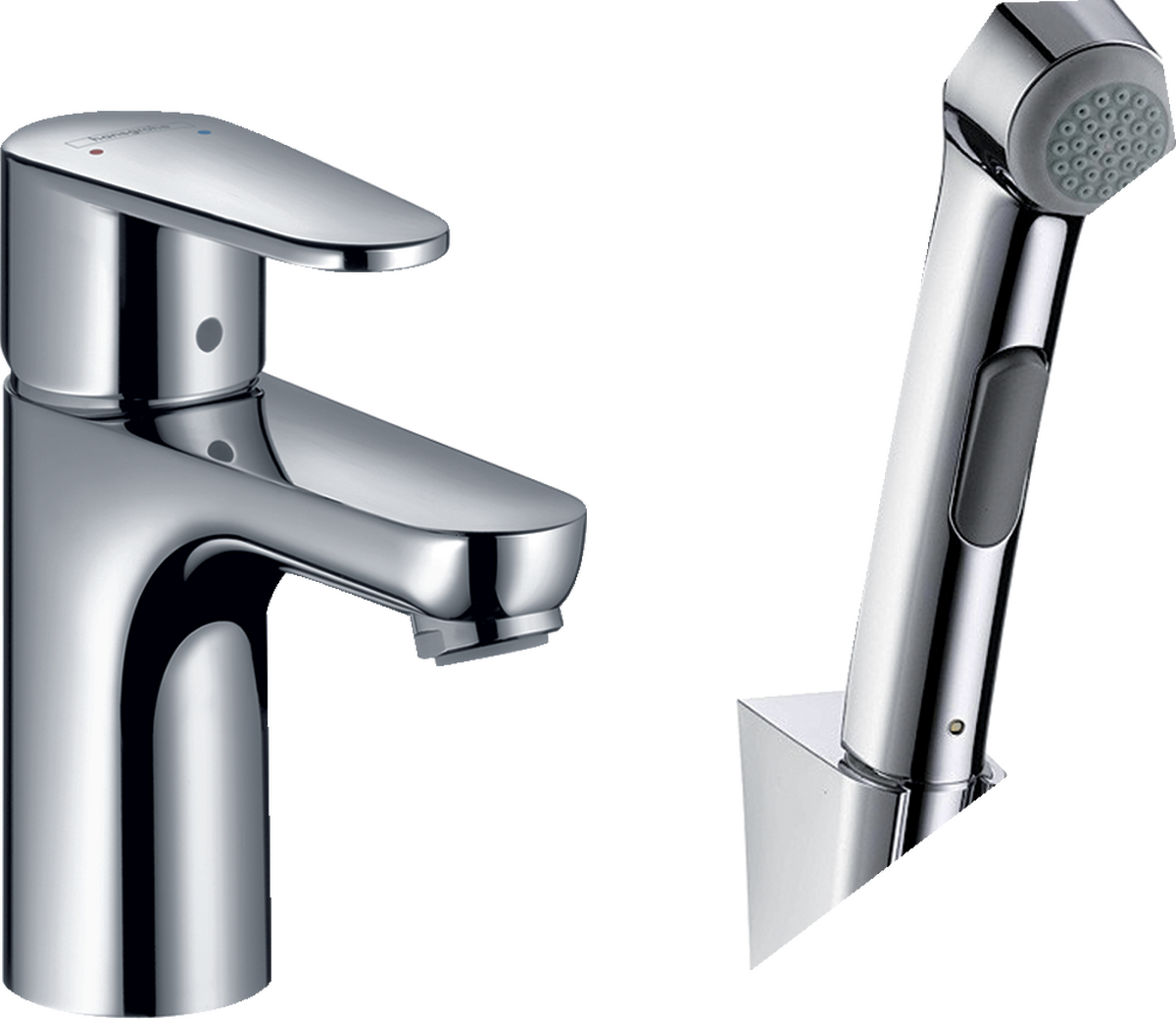 HANSGROHE Talis E² Bidette 1 tryska ruční sprchy / Talis E² jednopáková umyvadlová baterie 1,60 m #31165000