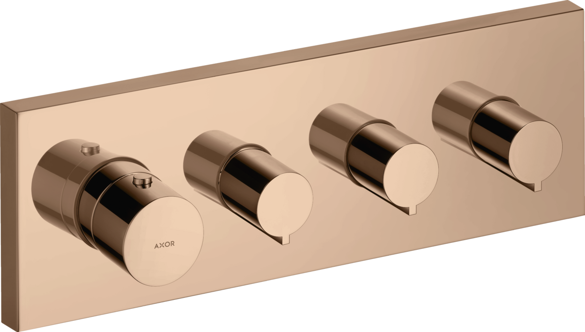 HANSGROHE Sprchový modul AXOR ShowerSolutions 360/120 pod omítku úhlový pro 3 spotřebiče #10751300 - Leštěné červené zlato