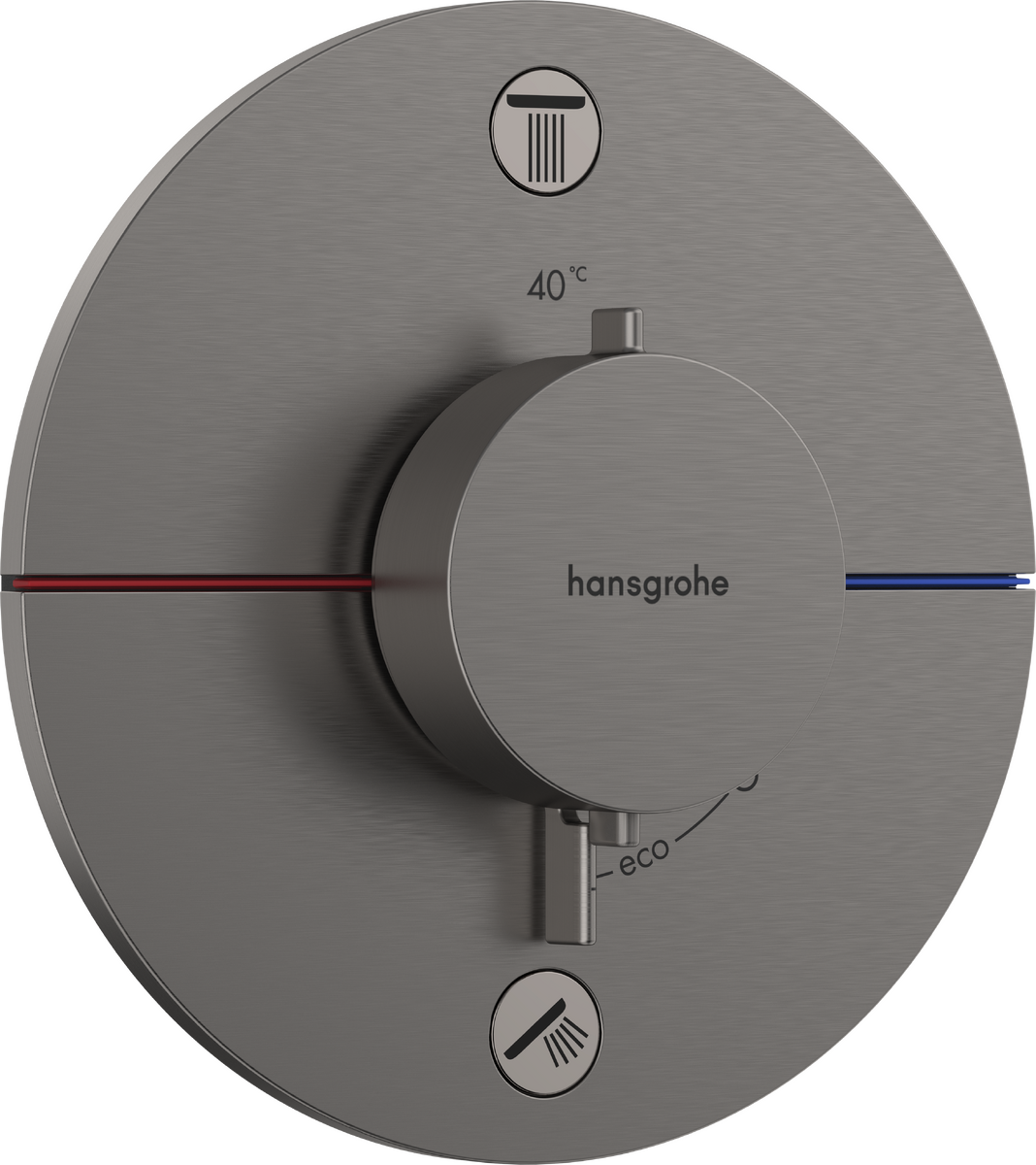 HANSGROHE ShowerSelect Comfort S Termostat pod omítku pro 2 spotřebiče se zabudovanou bezpečnostní kombinací podle EN1717 #15556340 - kartáčovaný černý chrom