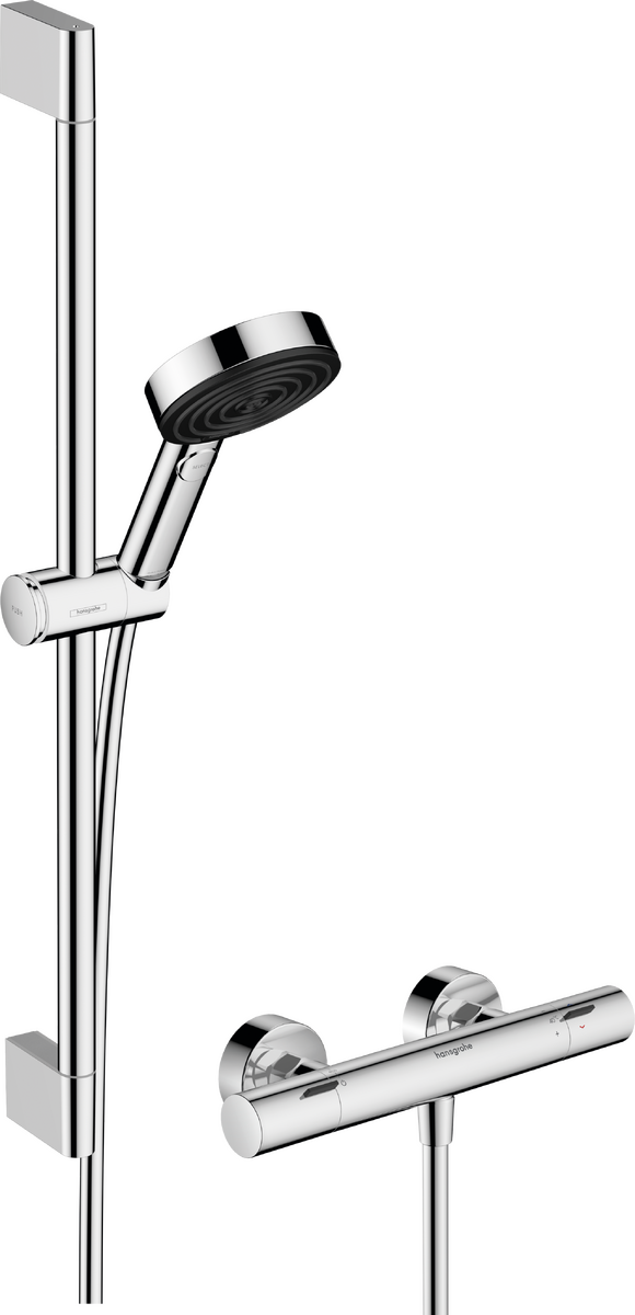 HANSGROHE Pulsify Select S Sprchový systém 105 3jet Relaxation EcoSmart s termostatem Ecostat Fine a sprchovou tyčí 65 cm #24262000 - chrom