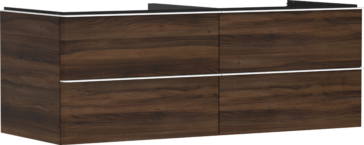 HANSGROHE Xelu Q Skříňka pod umyvadlo tmavý dub 1360/550 se 4 zásuvkami pro desku s výřezem uprostřed #54089700 - tmavý ořech