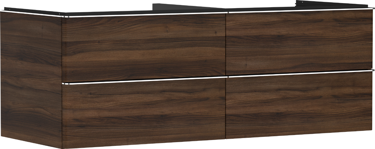 HANSGROHE Xelu Q Skříňka pod umyvadlo tmavý dub 1360/550 se 4 zásuvkami pro desku s výřezem uprostřed #54089000 - tmavý ořech