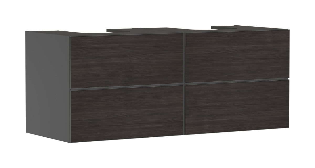 HANSGROHE Xevolos E Skříňka pod umyvadlo břidlicová matná šedá 1370/550 se 4 zásuvkami pro desku se 2 výřezy #54198730 - břidlicová matná šedá