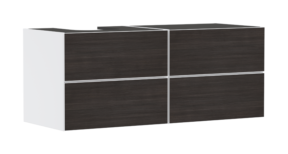 HANSGROHE Xevolos E Skříňka pod umyvadlo matná bílá 1370/550 se 4 zásuvkami pro desku s výřezem vlevo #54236730 - matná bílá