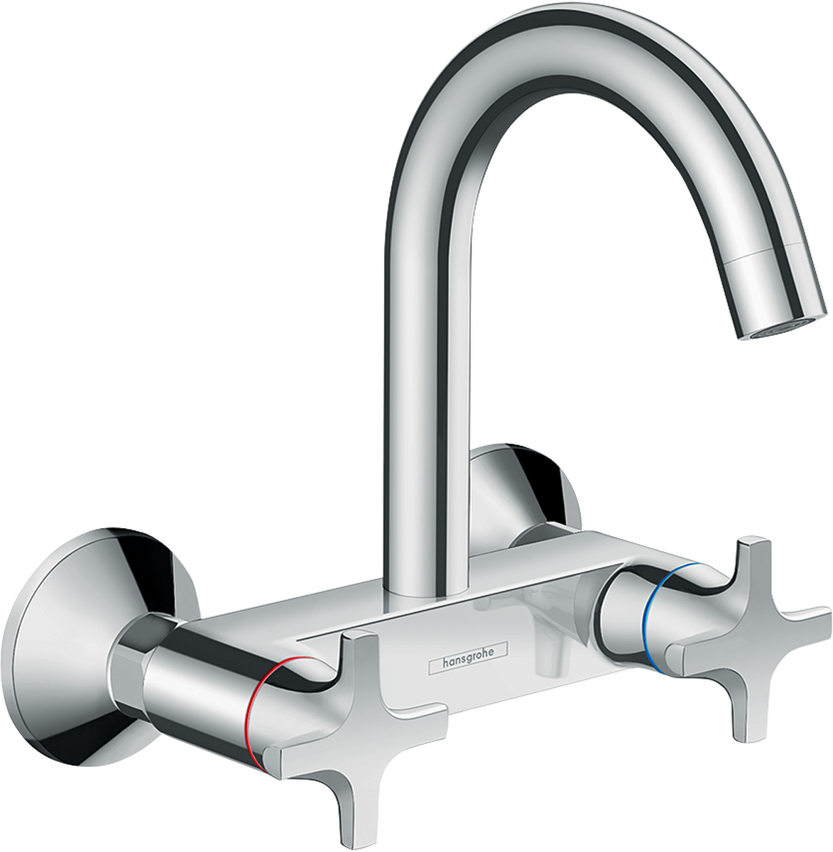 HANSGROHE Logis M32 Kuchyňská baterie se dvěma ventily, montáž na stěnu, horní výtok, 1jet #71286000 - chrom