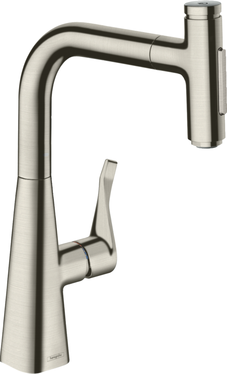 HANSGROHE Metris Select M71 Páková kuchyňská baterie 240 s vytahovací sprškou, 2jet #73822800 - nerezová ocel