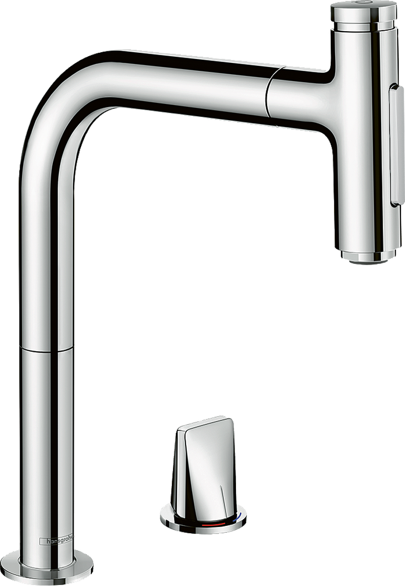 HANSGROHE Metris Select M71 2otvorová páková kuchyňská baterie 200 s vytahovací sprškou, 2jet #73819000 - chrom