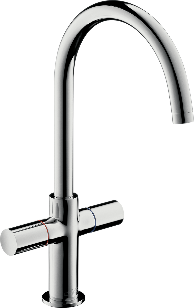 HANSGROHE Umyvadlová baterie AXOR Uno² se 2 raménky, bez výsuvného odpadu a 360° otočnou výtokovou trubicí #38047000