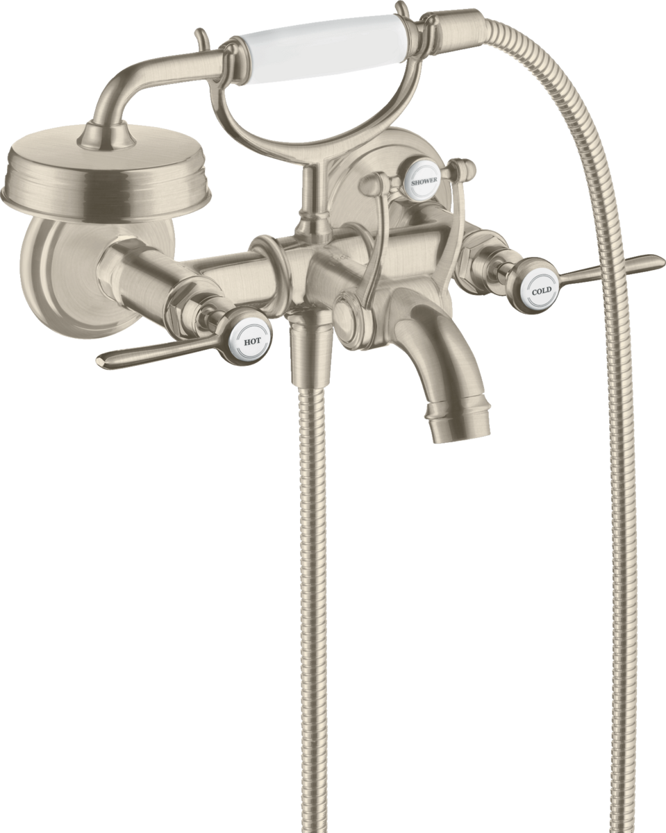HANSGROHE AXOR Montreux vanová baterie s páčkovými rukojeťmi, nástěnná #16551820 - kartáčovaný nikl